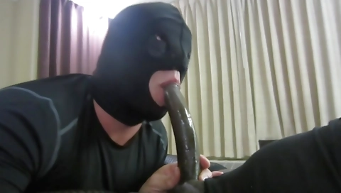 Ebony teen with big natural breasts gives a blowjob