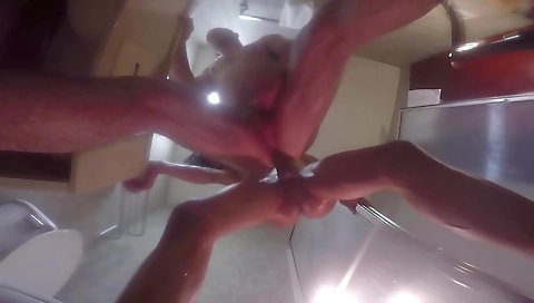 Shemale amateur & black amateur fucks guy in shower