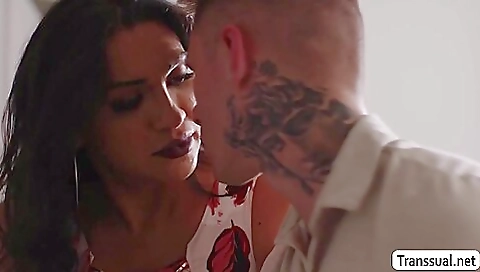 Brunette babe takes advantage of her young lover's ass