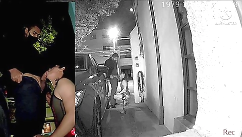 Brunette gets her ass fucked by guy outside in the street