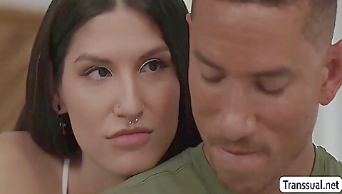 A horny guy fucks a shemale that loves the way he fucks her