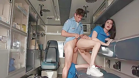 Trans nurse with a tattooed pussy fucks and rips her clothes