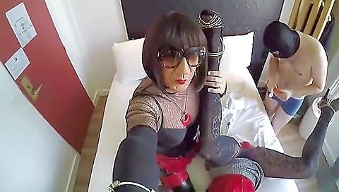 Beautiful blondie is giving a facial and fingering