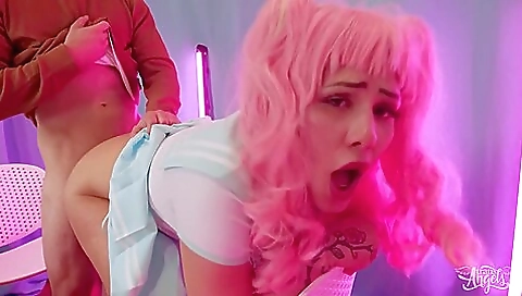 A brunette with a tattooed ass is fucked in the ass 049