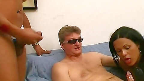 Sexy blonde milf and her black stepson have a threesome